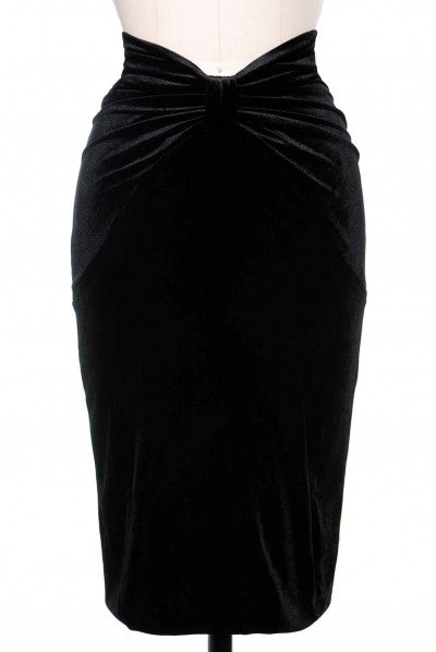 Black Velvet V-Cut Skirt
