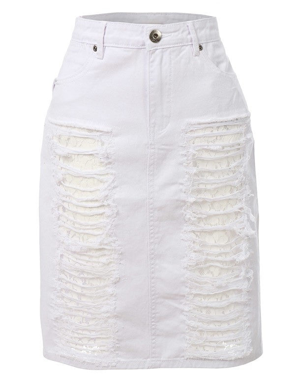 Billy Jean Denim Skirt (White)