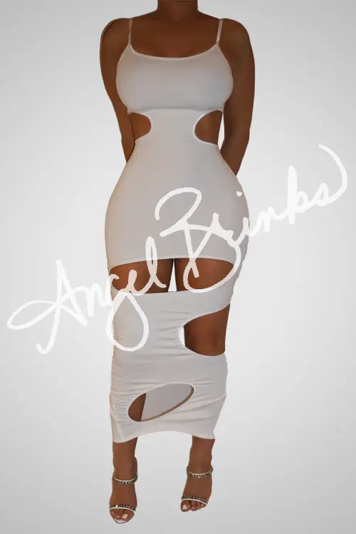 white lycra dress Late Night (White-Left) – standout glam look for special occasions