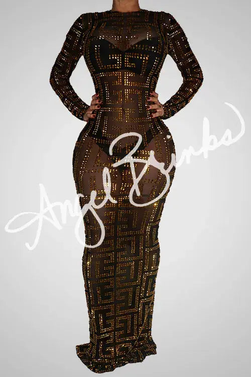 remain maxi mesh dress Deep-V Cutout Mesh Maxi Dress