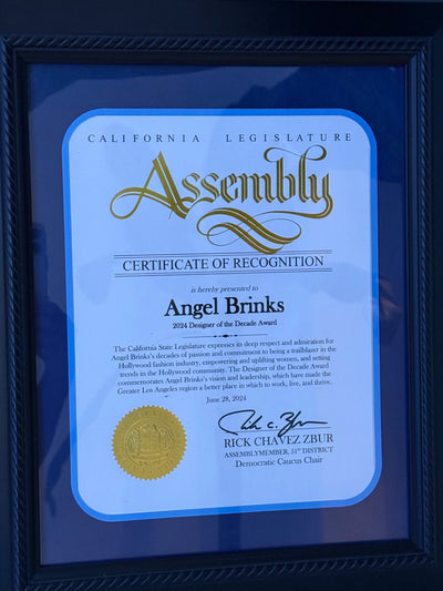 🏆 Angel Brinks Honored with Designer of the Decade Award by California State Legislature