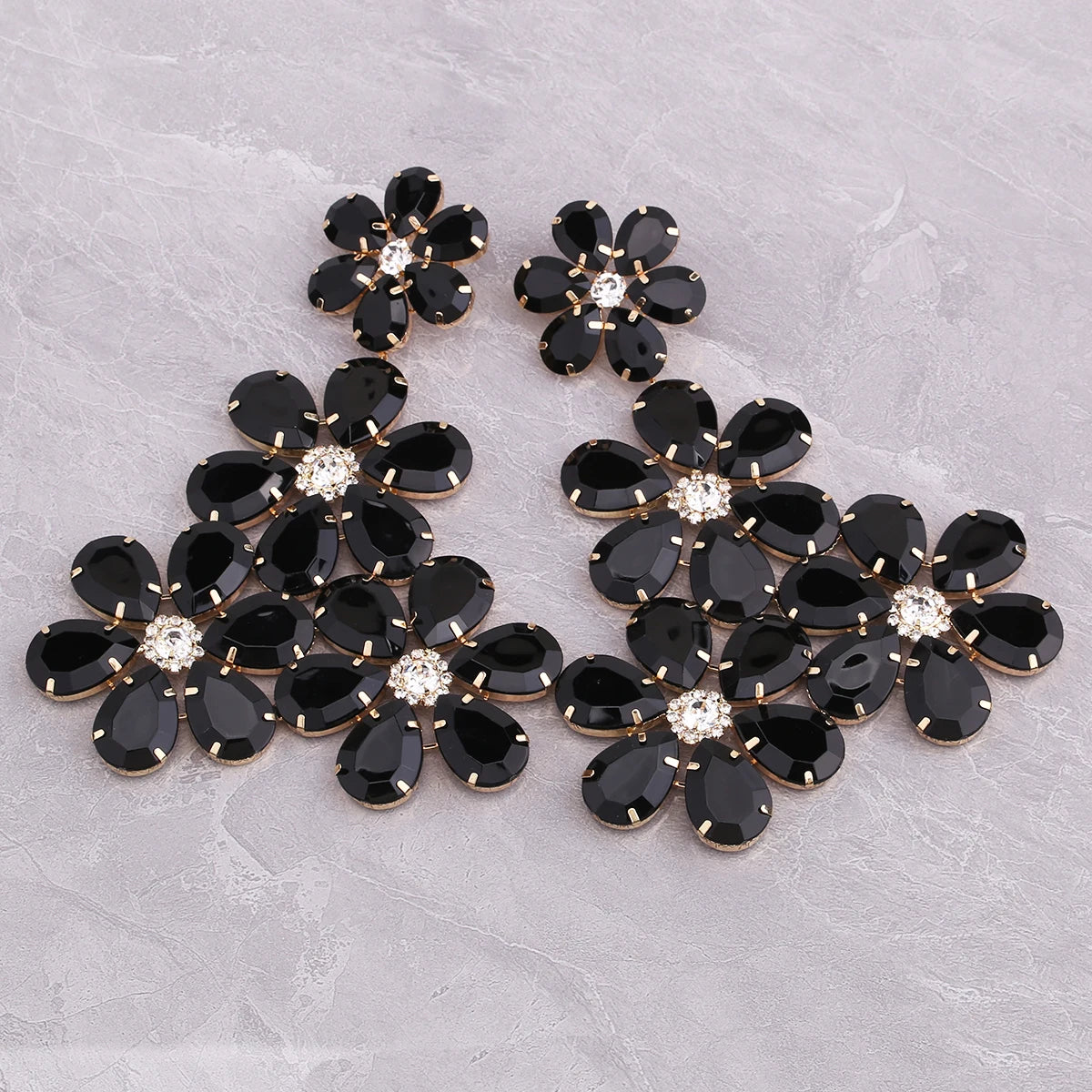 Close-up of black crystal floral pattern