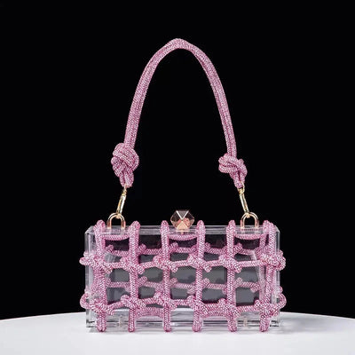 Woven Knotted Rhinestone Clutch - Angel Brinks
