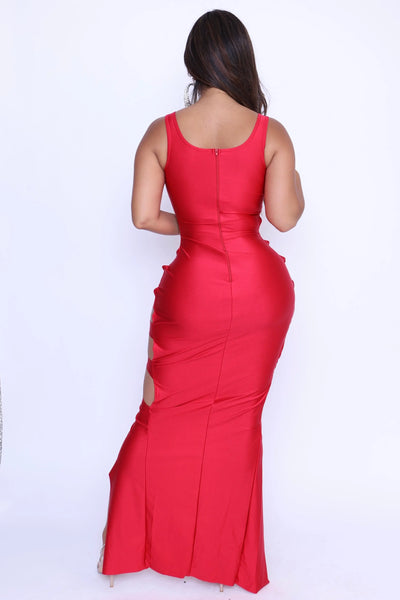 Back view of Plummy  maxi dress