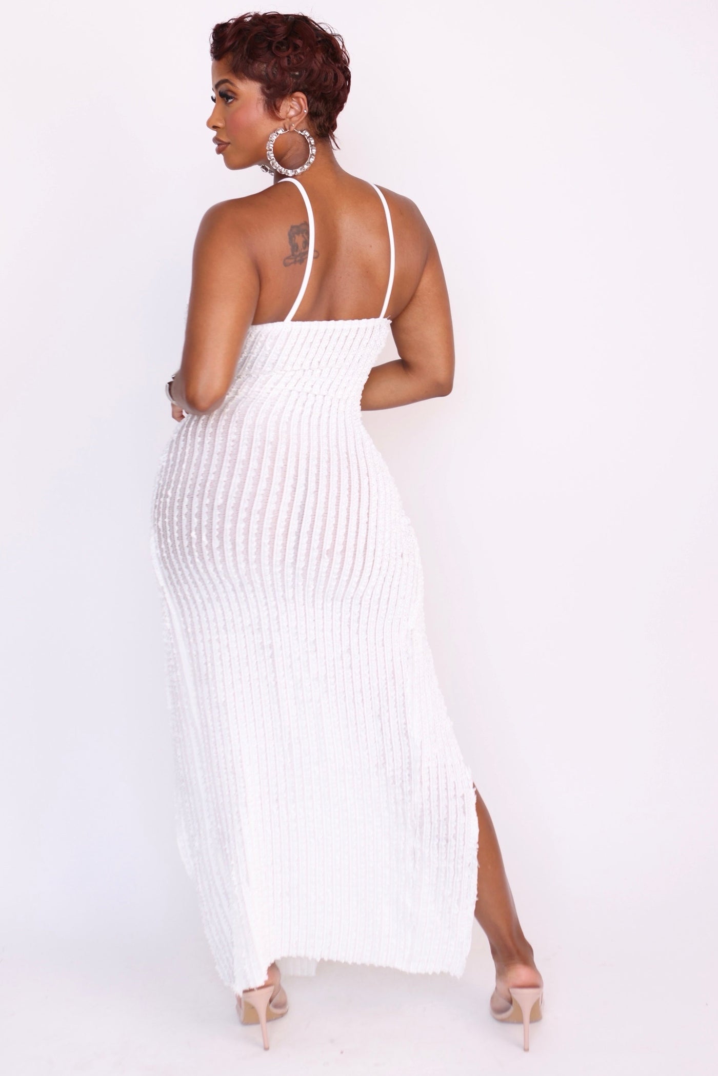 Back view of model in Sweetheart Sizzle dress