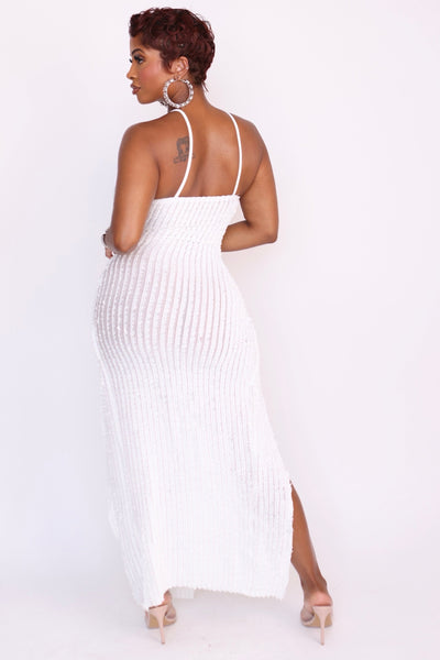 Back view of model in Sweetheart Sizzle dress