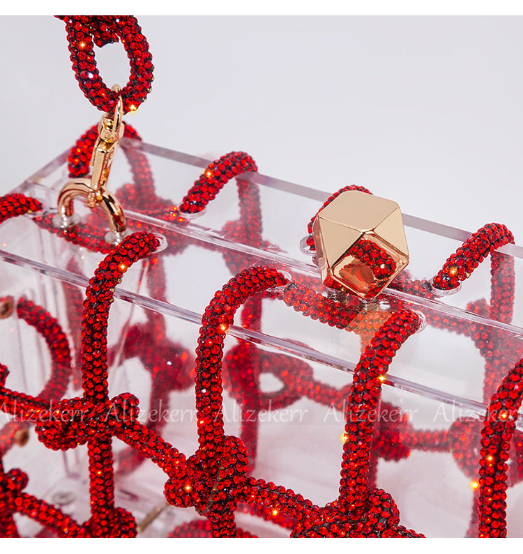 Woven Knotted Rhinestone Clutch - Angel Brinks