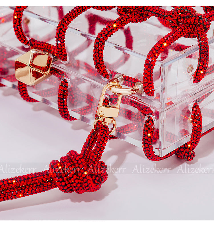 Woven Knotted Rhinestone Clutch - Angel Brinks