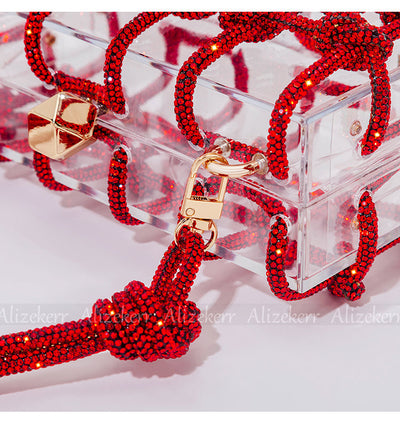 Woven Knotted Rhinestone Clutch - Angel Brinks