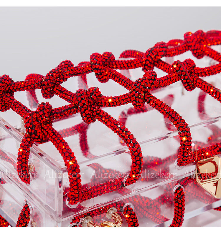Woven Knotted Rhinestone Clutch - Angel Brinks