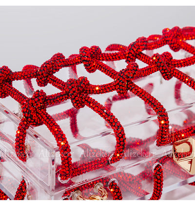 Woven Knotted Rhinestone Clutch - Angel Brinks
