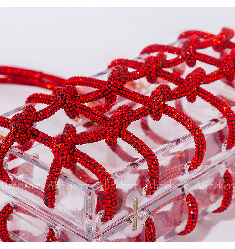 Woven Knotted Rhinestone Clutch - Angel Brinks