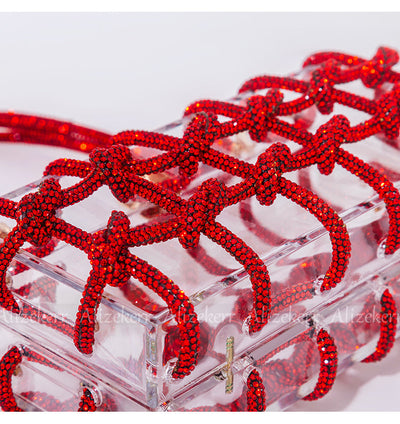 Woven Knotted Rhinestone Clutch - Angel Brinks