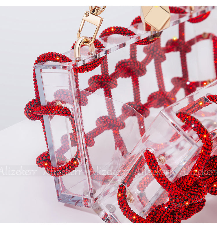Woven Knotted Rhinestone Clutch - Angel Brinks