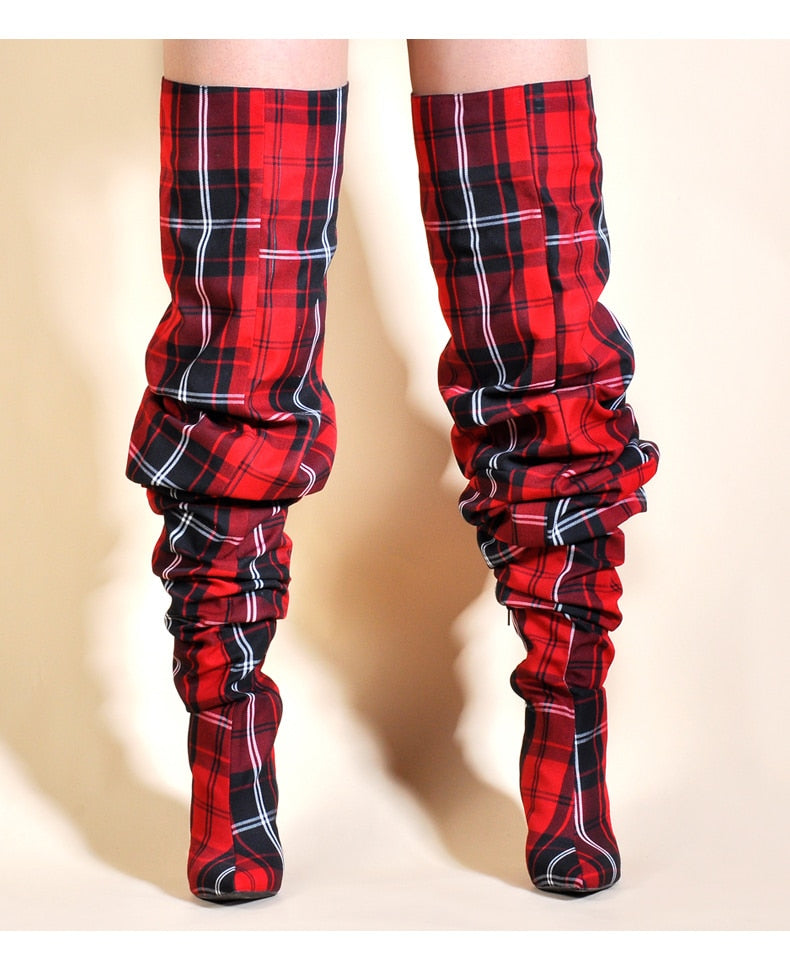 Plaid Boots (Red)