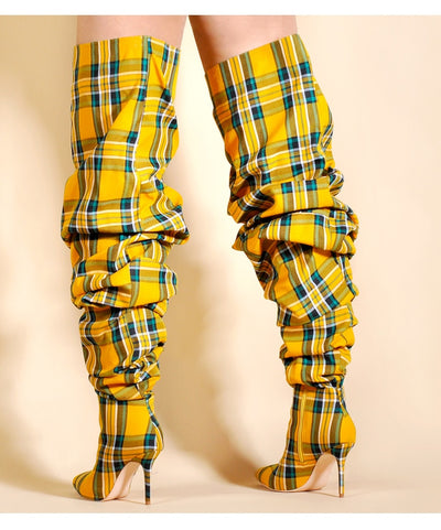 Plaid Boots (Yellow)