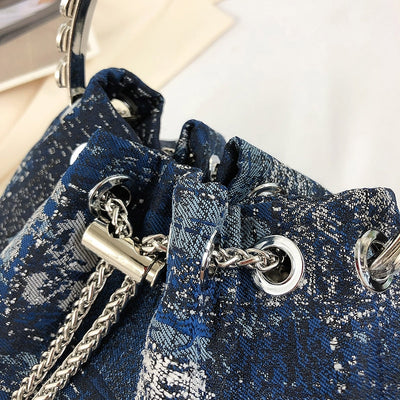 Faux Denim Bucket Bag - Angel Brinks