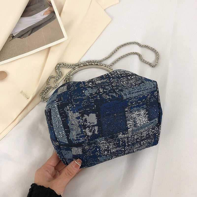 Faux Denim Bucket Bag - Angel Brinks