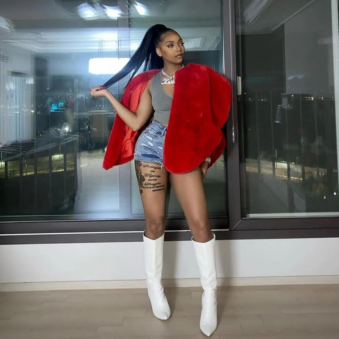 Heart Shaped Faux Fur Coat – standout glam look for special
