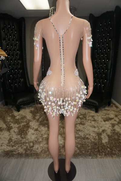 Back-view of Motivation sheer mesh leotard 
