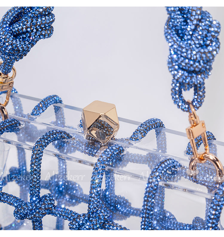 Woven Knotted Rhinestone Clutch - Angel Brinks