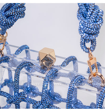 Woven Knotted Rhinestone Clutch - Angel Brinks