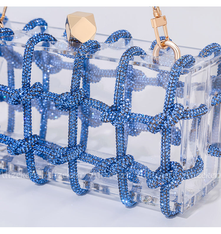 Woven Knotted Rhinestone Clutch - Angel Brinks