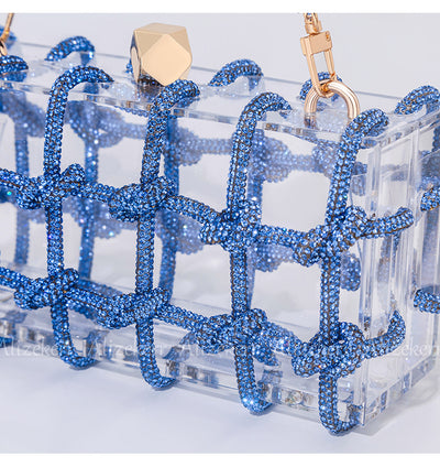 Woven Knotted Rhinestone Clutch - Angel Brinks