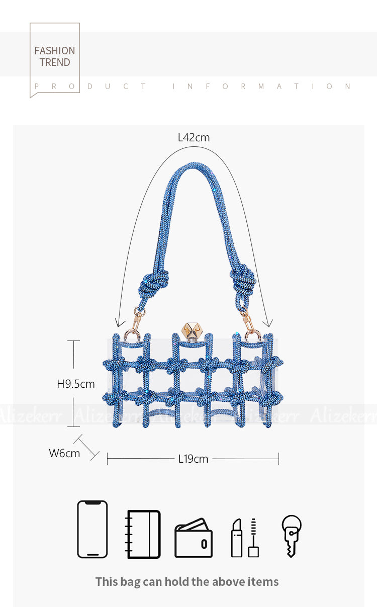 Woven Knotted Rhinestone Clutch - Angel Brinks