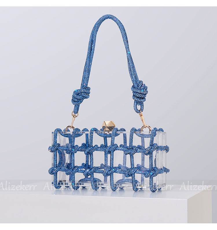 Woven Knotted Rhinestone Clutch - Angel Brinks
