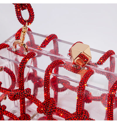 Woven Knotted Rhinestone Clutch - Angel Brinks