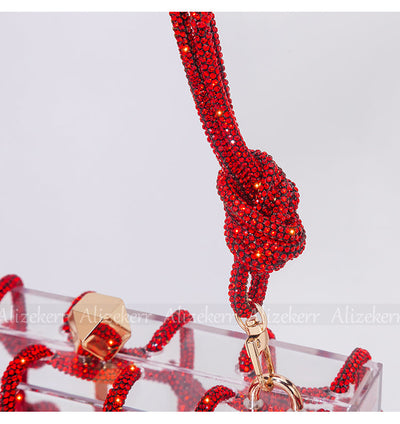 Woven Knotted Rhinestone Clutch - Angel Brinks